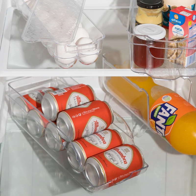 Kühlschrank-Organizer 36x14,5x10 cm durchsichtig - für 10 Dosen 330ml Aufbewahrungsbox Getränkedosen Dosenspender Fridge Organizer Kühlschrankbox BPA-frei