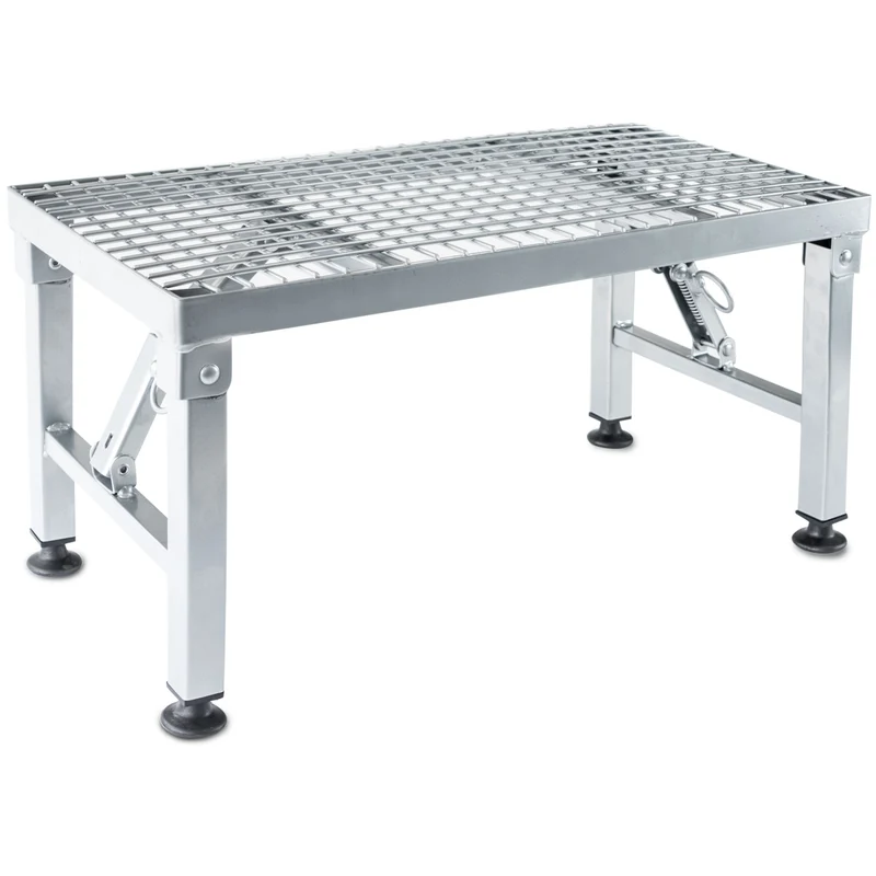 Caravan Trittstufe Klappbare Stufe 50x26x26 cm aus beschichtetem Stahl bis zu 150kg belastbar mit Gitterrost Einstiegshilfe Einzeltritt Faltbar Wohnwagen Wohnmobil Fußbank Trittleiter