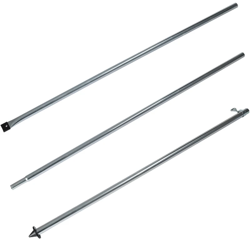 2x Stahl Andruckstange mit Bodenspitze und flachem Ende - Zeltstange teleskopierbar 95-254 cm | stabil robust - Ersatz Gestänge für Zelt Vorzelt - Camping Zubehör - Teleskopstange - Sturmsicherung