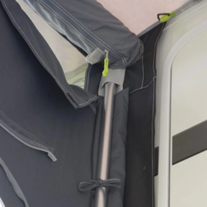 2x Stahl Andruckstange mit Bodenspitze und flachem Ende - Zeltstange teleskopierbar 95-254 cm | stabil robust - Ersatz Gestänge für Zelt Vorzelt - Camping Zubehör - Teleskopstange - Sturmsicherung