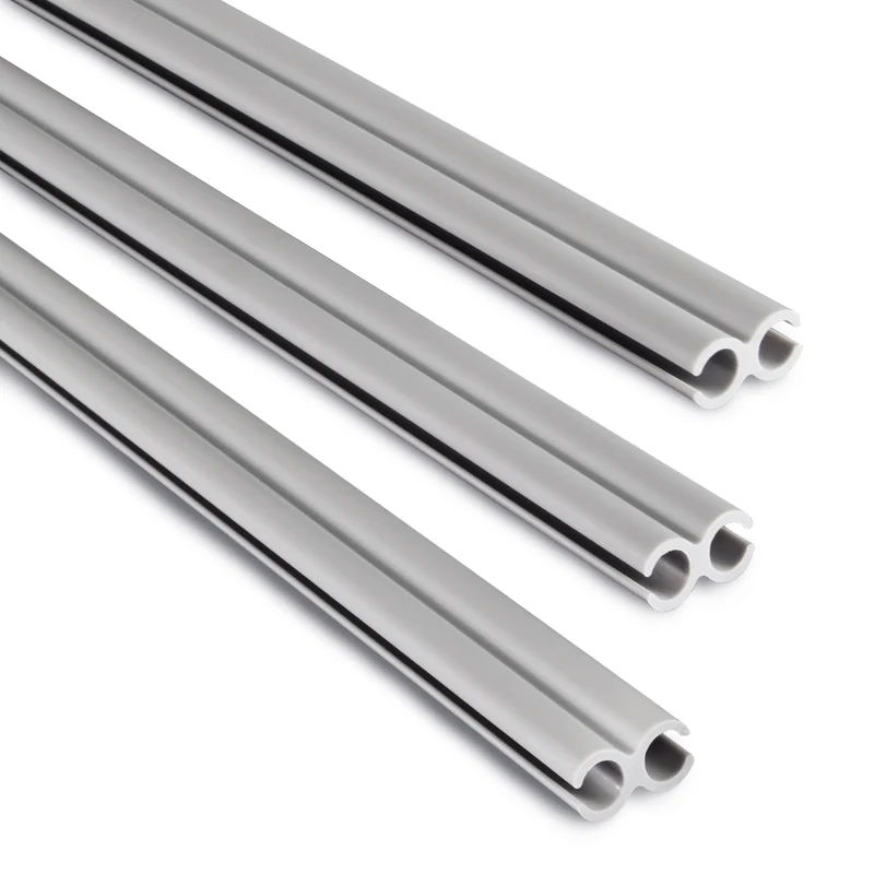 3x Doppel-Kederschiene zu 1 Meter Kederleiste - 8mm (passend für 5-7mm Keder) - Kunststoff Leiste für Wohnwagen Wohnmobil Reisemobil - Zuschneidbar - grau
