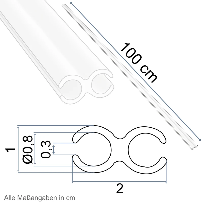 3x Doppel-Kederschiene zu 1 Meter Kederleiste - 8mm (passend für 5-7mm Keder) - Kunststoff Leiste für Wohnwagen Wohnmobil Reisemobil - Zuschneidbar - grau