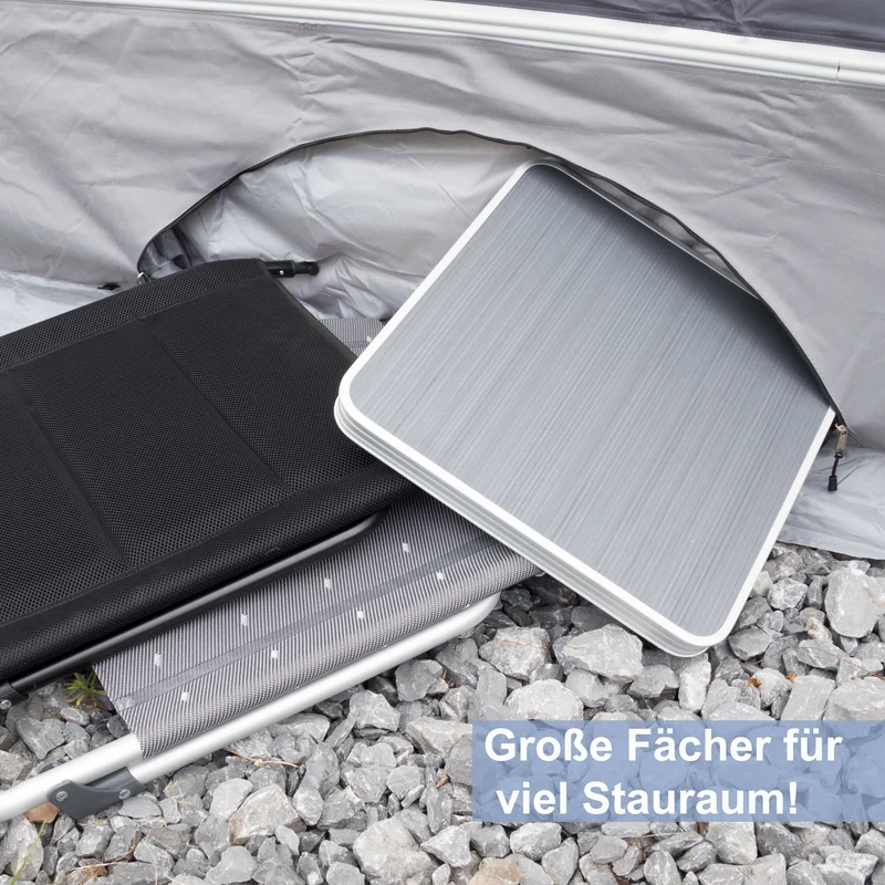 Bodenschürze Wohnwagenschürze 600x50 cm - Grau - mit 2 großen Aufbewahrungstaschen 95x85x30cm - Windschutz für Vorzelt Windblende Wangenschürze Camping Zubehör