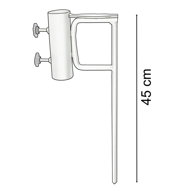 Erdspieß Sonnenschirmhalter 45 cm lang - Mastdurchmesser bis 42 mm - 2 Feststellschrauben Stahl Anker - Rasendorn Bodenanker für Schirme, Wäschespinne, Zaunpfosten
