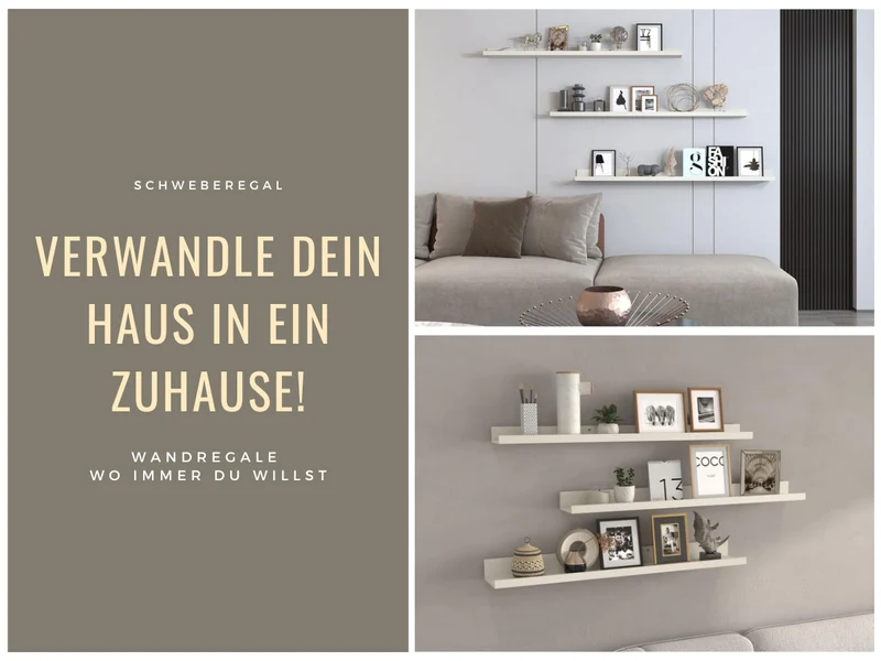 Holz Wandregal Wandboard Eksjö 58cm Weiß Deko Regal Schweberegal Küchenregal