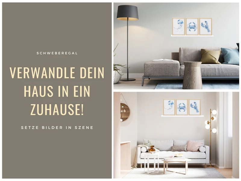 Holz Wandregal Wandboard Eksjö 58cm Weiß Deko Regal Schweberegal Küchenregal