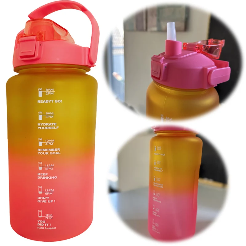 XXL Wasserflasche 2000ml Pink Sportflasche Trinkflasche Klappdeckel auslaufsicher