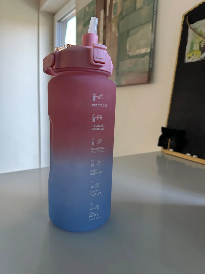 XXL Wasserflasche 2000ml Blau Sportflasche Trinkflasche Klappdeckel auslaufsicher