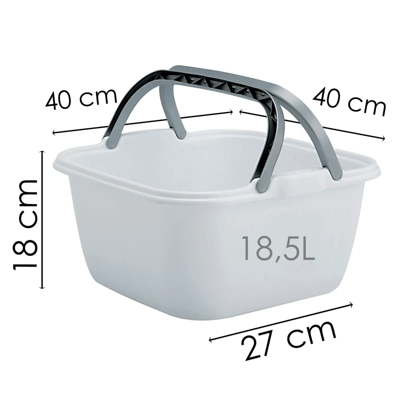 6x quadratische Schüsseln mit Tragegriff 13 Liter - Waschschüssel Spülschüssel 35 x 35 cm Aufbewahrung