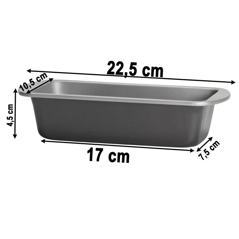 Rechteckige Backform 22,5x10,5x5,5 cm für die Heissluftfriteuse Air Fryer - klein eckig Zubehör Einsatz Stahlblech antihaftbeschichtet bis 230°C Backform