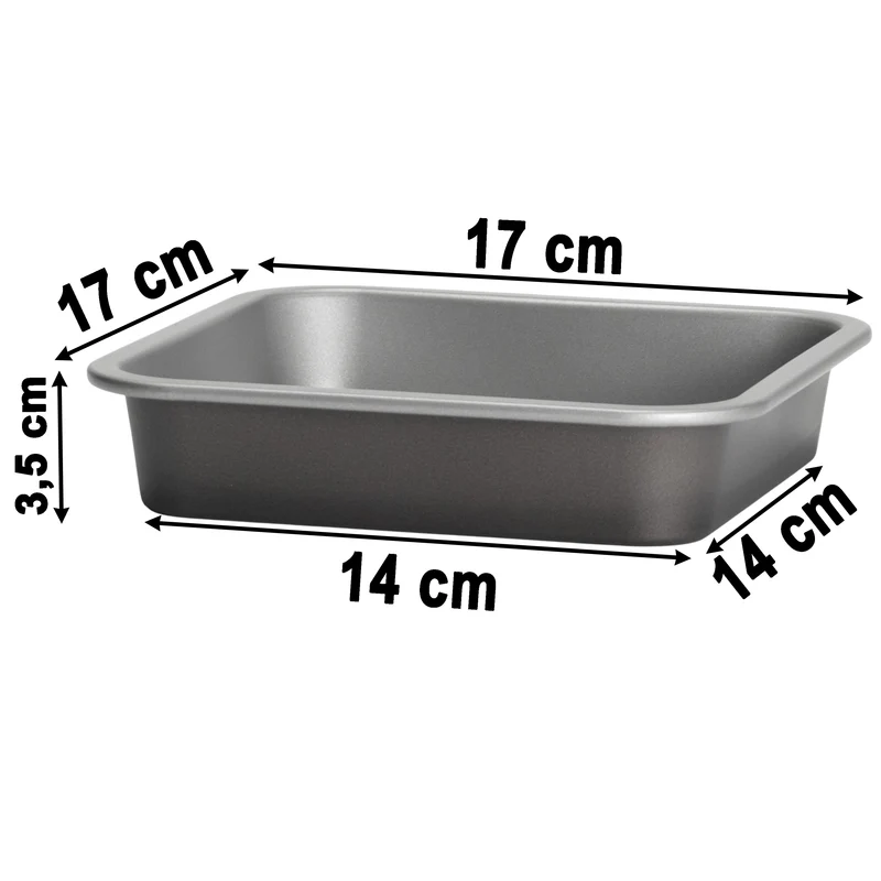 Quadratische Backform 17x17x3,5 cm für die Heissluftfriteuse Air Fryer - klein eckig Zubehör Einsatz Stahlblech antihaftbeschichtet bis 230°C Backform
