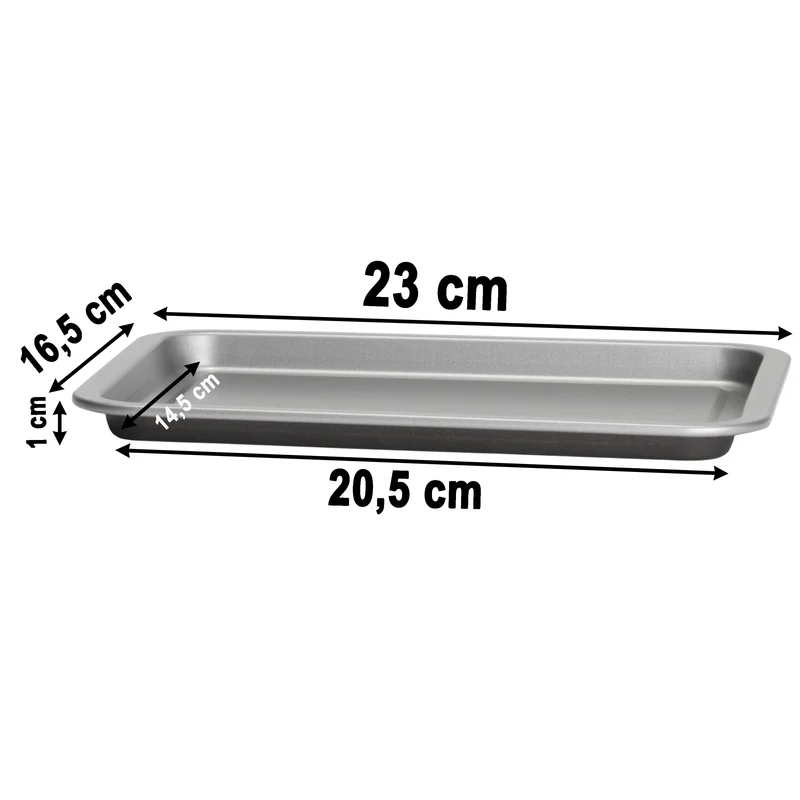 Backblech 23x16,5x1,5 cm für die Heissluftfriteuse Air Fryer - eckig rechteckig Zubehör Einsatz Stahlblech antihaftbeschichtet bis 230°C Backform