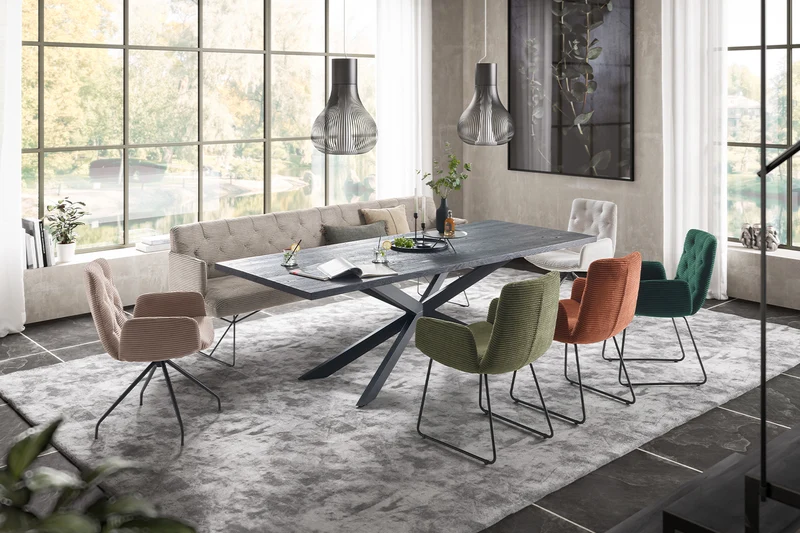 KAWOLA Esszimmerbank CHARME Cord steingrau