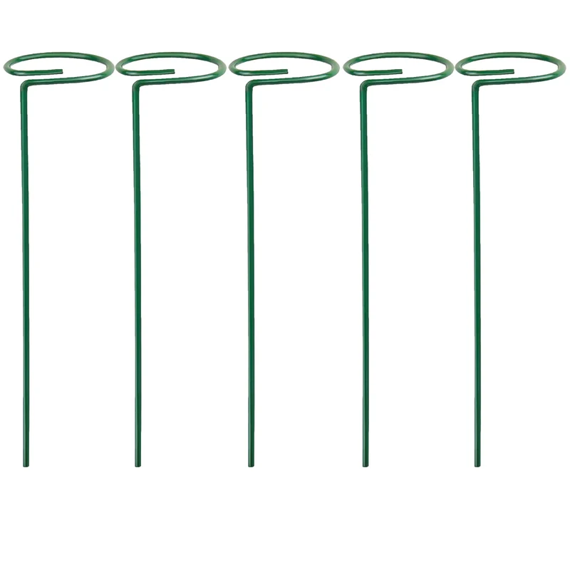 Pflanzenstütze mit Blumenring 90 cm hoch - Ring Ø6,5 cm - aus 4mm kunststoffummantelten Draht - Grün Single Stem - Metall - Blumenstütze Buschstütze - Staudenstütze - Blumenhalter Rankhilfe Pflanzenring Zimmerpflanzen