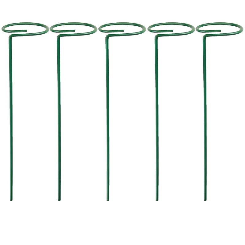Pflanzenstütze mit Blumenring 40 cm hoch - Ring Ø6,5 cm - aus 4mm kunststoffummantelten Draht - Grün Single Stem - Metall - Blumenstütze Buschstütze - Staudenstütze - Blumenhalter Rankhilfe Pflanzenring Zimmerpflanzen