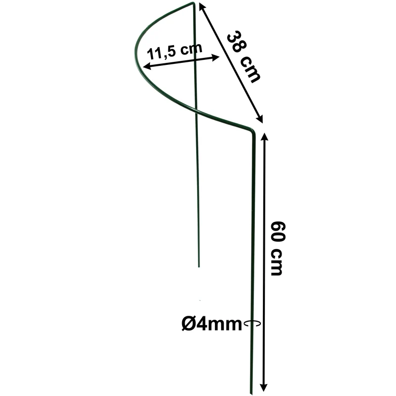Pflanzenstütze halbrund - Ø 38 cm - 60 cm hoch - aus 4mm kunststoffummantelten Draht - Für den Garten - Metal - Buschstütze - Staudenstütze - Pflanzbogen Staudenhalter Rankhilfe Pflanzenring