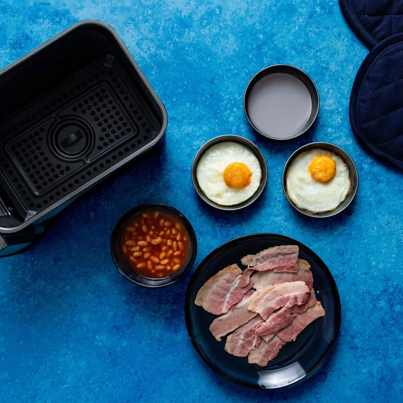 Air Fryer Förmchen Ø10,5x2,5 cm runde kleine Backförmchen für die Heissluftfriteuse - Zubehör klein Einsatz Stahlblech antihaftbeschichtet bis 230°C Backform