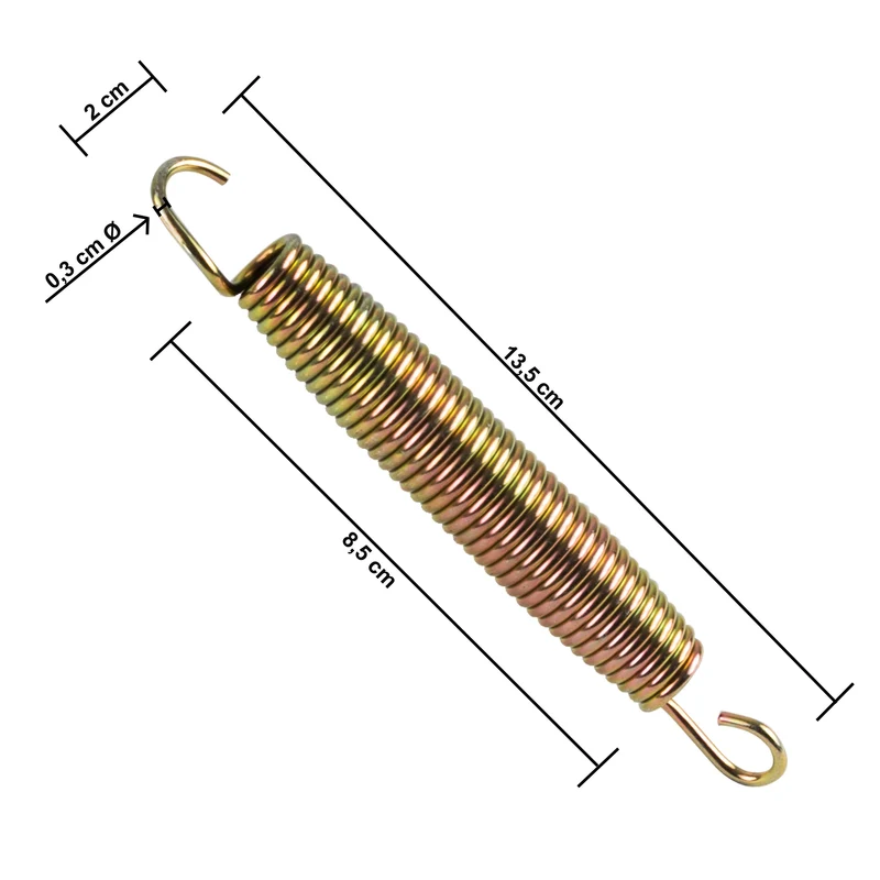 Trampolin Feder - 13,5 cm lang - mit 2 Haken - Federstahl Ø 3 mm - verzinkt 135 mm
