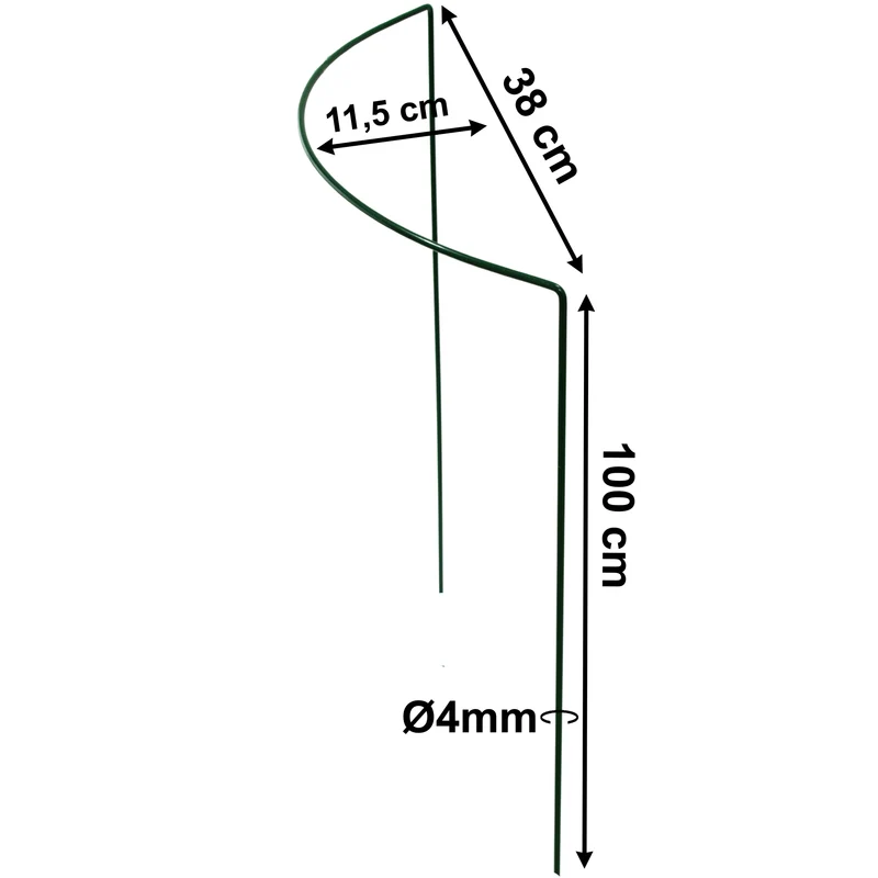 Pflanzenstütze Staudenstütze halbrund - Ø 38 cm - 100 cm hoch aus 4mm kunststoffummantelten Draht - Für den Garten - Metal - Buschstütze - Staudenstütze - Pflanzbogen Staudenhalter Rankhilfe Pflanzenring