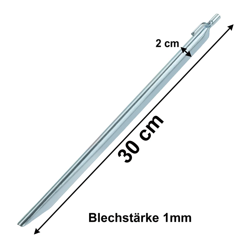 10 Stück Sturmhering 30 cm mit Haken V-Profil - Zelthering weiche feuchte Boden Zeltnagel Zeltpflock Erdspieß Camping Zubehör Outdoor Set
