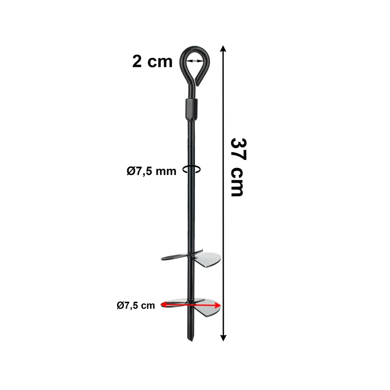 5 Stück Telleranker 37 cm Bodenanker mit Einschraubhilfe Spirale Spiralhering Spiralbodenpfahl mit 2 Spiraltellern Outdoor Hund Erdanker