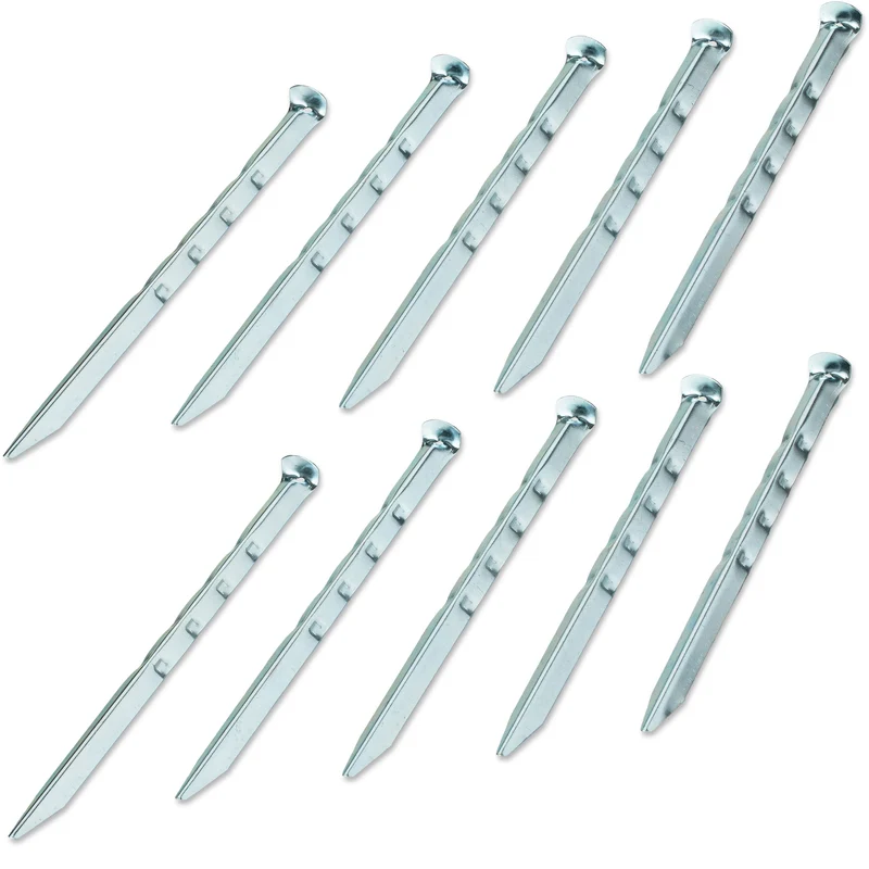 10 Stück Stahl Hering 23 cm - gerippter V-Profil - Sandhering Zelthering weiche feuchte Boden Zeltnagel Zeltpflock Erdspieß Camping Zubehör Outdoor Set