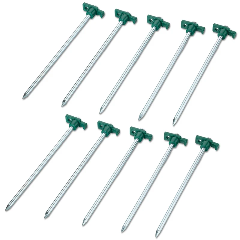 10 Stück Stahl Hering 25 cm - rundes Profil Ø8mm - Felsnagel Zelthering harter Boden Zeltnagel Zeltpflock Erdspieß Camping Zubehör Outdoor Set