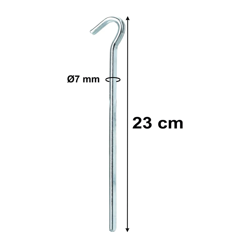 10 Stück Stahl Hering 23 cm - kantiges Profil Ø 7 mm - Felsnagel Zelthering harter Boden Zeltnagel Zeltpflock Erdspieß Camping Zubehör Outdoor Set