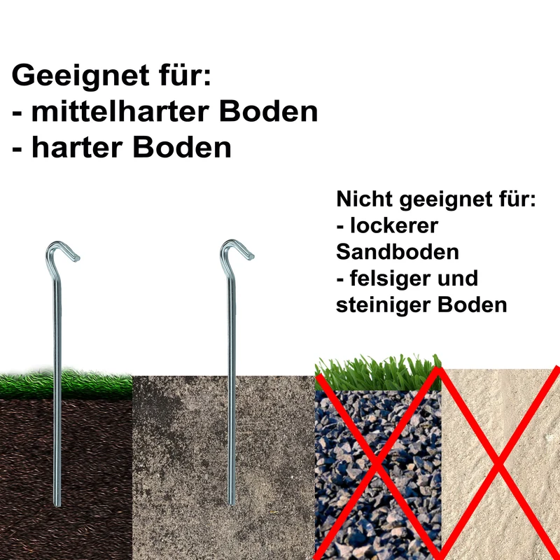 10 Stück Stahl Hering 23 cm - kantiges Profil Ø 7 mm - Felsnagel Zelthering harter Boden Zeltnagel Zeltpflock Erdspieß Camping Zubehör Outdoor Set