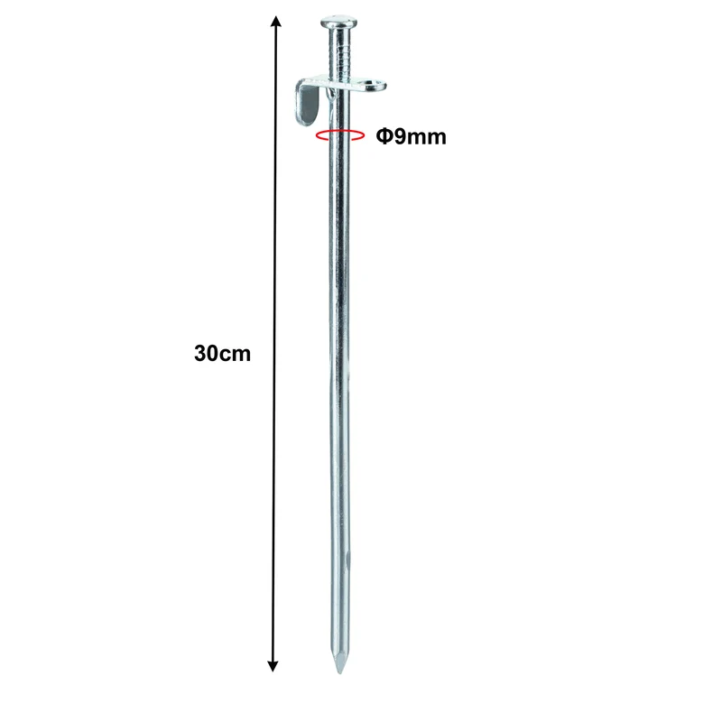 10 Stück Stahl Felsnagel 30 cm - rundes Profil Ø9mm - Hering Zelthering harter Boden Zeltnagel Zeltpflock Erdspieß Camping Zubehör Outdoor Set