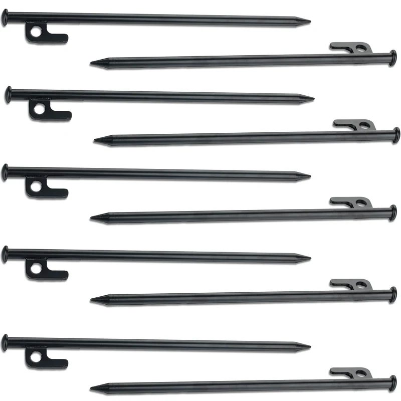 10 Stück Stahl Felsnagel 30 cm - rundes Profil Ø10mm - Schwarz Hering Zelthering harter Boden Zeltnagel Zeltpflock Erdspieß Camping Zubehör Outdoor Set