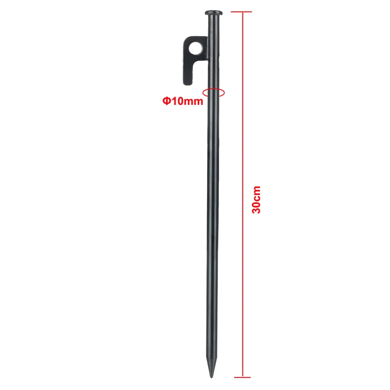 10 Stück Stahl Felsnagel 30 cm - rundes Profil Ø10mm - Schwarz Hering Zelthering harter Boden Zeltnagel Zeltpflock Erdspieß Camping Zubehör Outdoor Set