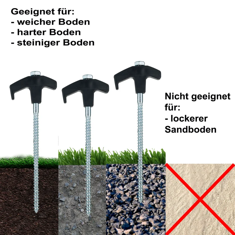 10 Stück Stahl Schraubhering 18 cm - Hering Zelthering Spiralhering harter oder weicher Boden Zeltnagel Zeltpflock Erdspieß Camping Zubehör Outdoor Set