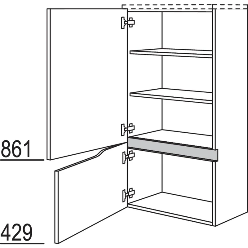 nobilia Abschluss-Midischrank Curve NBM2TAC45-130 45 cm