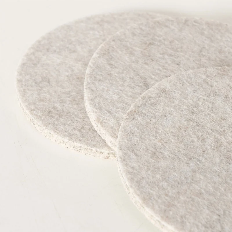 10x Filz Glasuntersetzer Beige Rund 10cm mit Box für Gläser Getränke Tassen Deko