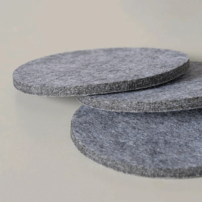 10x Filz Glasuntersetzer Grau Rund 10cm mit Box für Gläser Getränke Tassen Deko