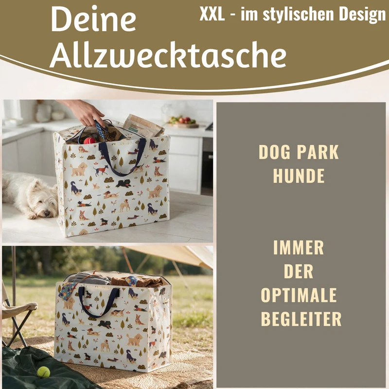 XXL Jumbo Bag Dog Park Hunde 55cm Recycelt Kunststoff Aufbewahrungstasche Einkaufstasche