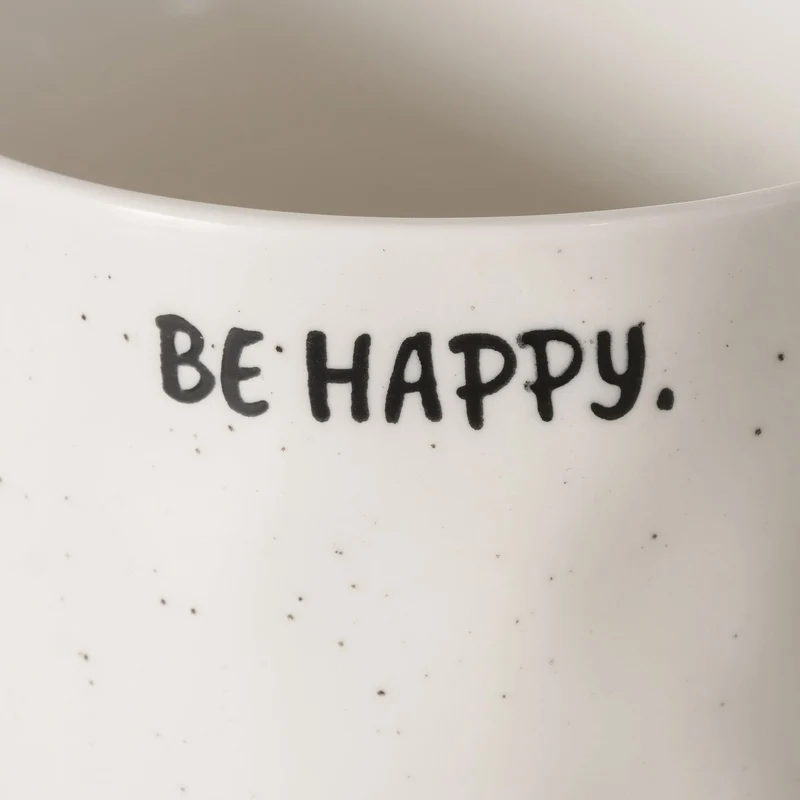 XL Jumbo Kaffeebecher 420ml Spruch Be Happy Henkelbecher Kaffeetasse