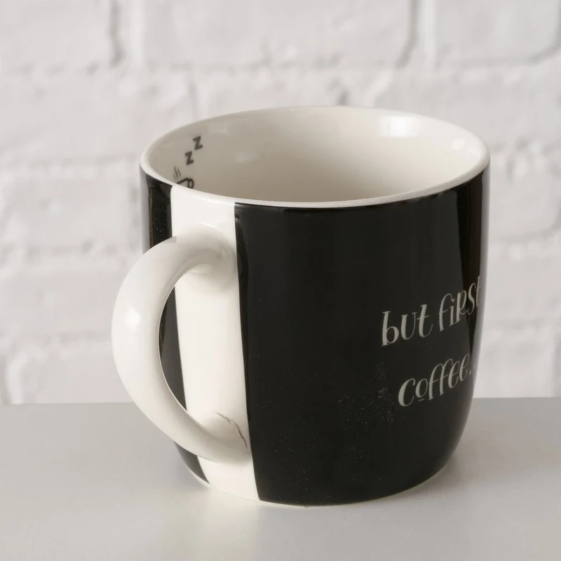 XL Jumbo Kaffeebecher 420ml but first Coffee Schwarz Henkelbecher Kaffeetasse