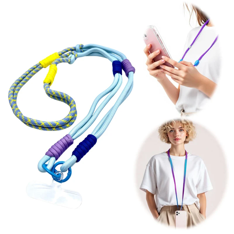 Crossbody Handykette Palma Blau Gelb Lila mit Universalpad zum Umhängen Smartphones