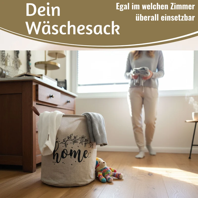 Wäschesack Wäschekorb Vintage Home 62L Faltbar Wäschesammler Wäschetruhe