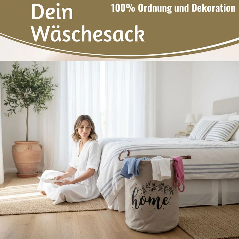 Wäschesack Wäschekorb Vintage Home 62L Faltbar Wäschesammler Wäschetruhe