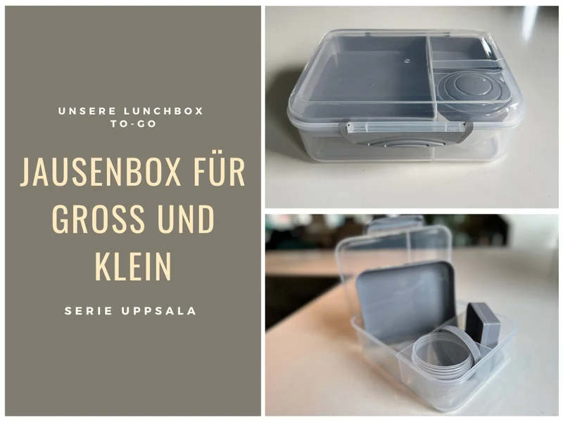 Bento Box Lunchbox Kunststoff Grau 3 Fächer 2 Ebenen Frühstücksbox Brotdose