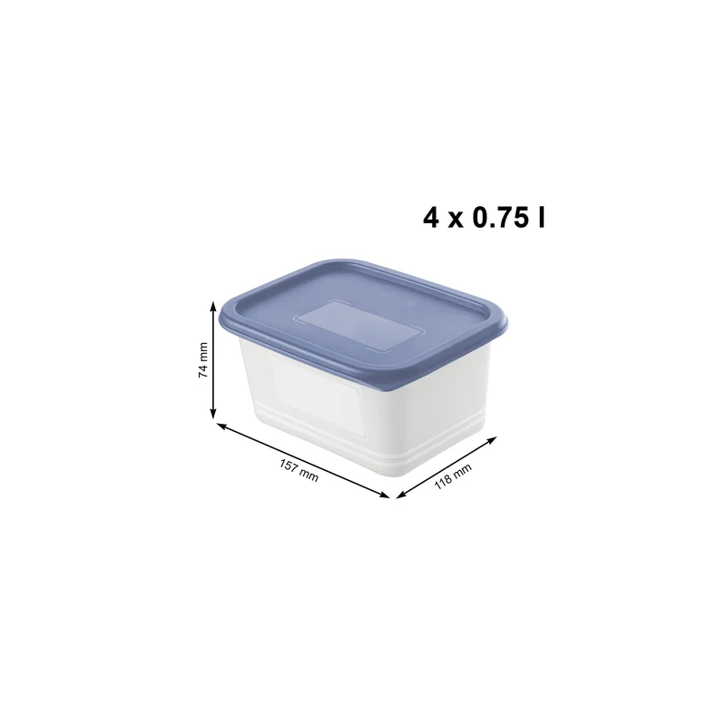 4er Set Gefrierdosen 0,75 l DOMINO