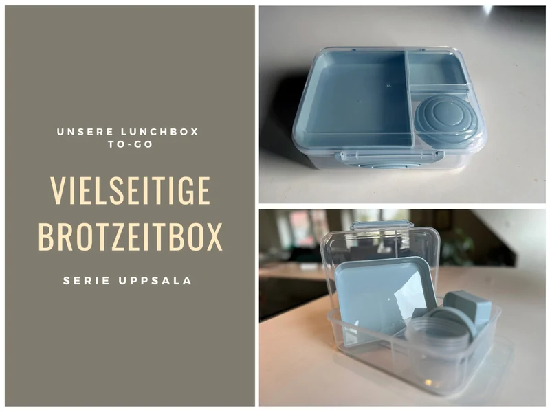 Bento Box Lunchbox Kunststoff Blau 3 Fächer 2 Ebenen Frühstücksbox Brotdose