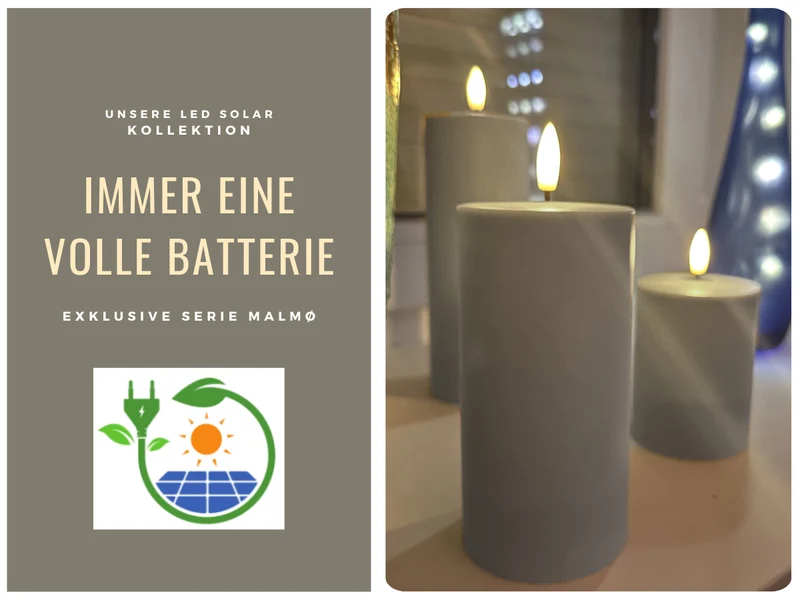 Solar Outdoor LED 3D Stumpenkerze 15x7,5cm Sand Timer Kunststoff flackernde Kerze