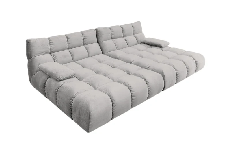 KAWOLA Big Sofa VIVIEN Velvet silber