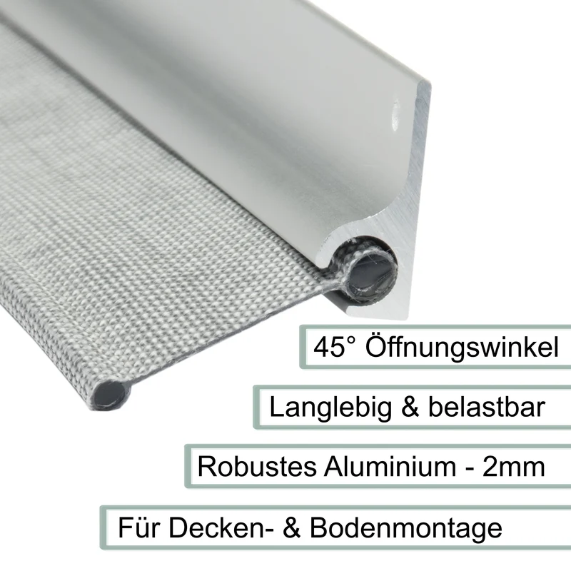 Alu Kederschiene - 1,2 Meter - Kederleiste - Neigung 45° - Ø9,5mm (passend für 7-8mm Keder) - Aluminium Kederprofil Leiste für Wohnwagen Wohnmobil Vorzelt Sonnensegel Schürzenleiste Vorzeltschiene