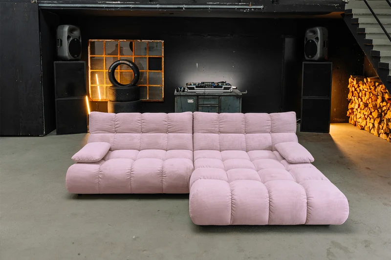 KAWOLA Sofa VIVIEN Ecksofa Feincord rosa