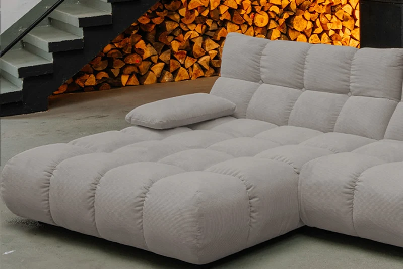 KAWOLA Sofa VIVIEN Ecksofa Feincord grau